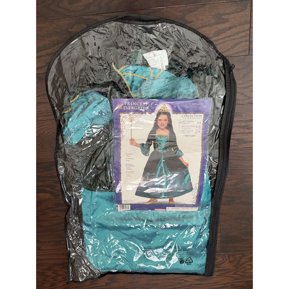 Forum Novelties Princess Evergreen Costume Dress Teal Black Gold Girls Small 4-6